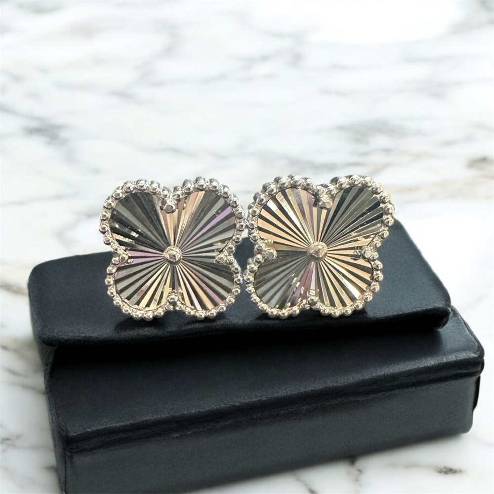 Radiant Silver Floral Earrings